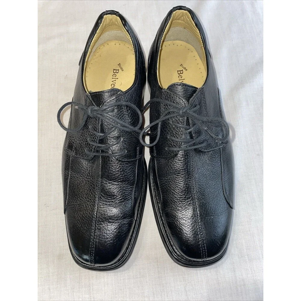 Belvedere Bay Bridge Men’s Dress Shoes Sz 9.5 EEE Black Pebble Leather Business